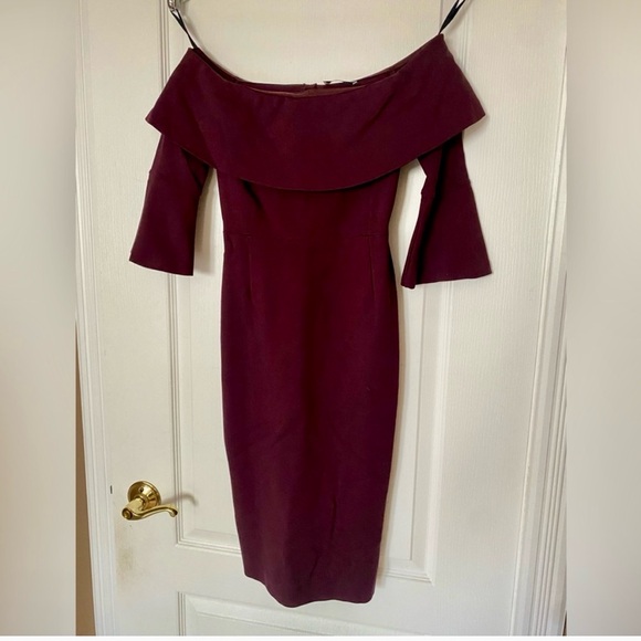 Aritzia Babaton Giovanni Midi Fitted Sheath Dress Deep Plum Size 0 - Picture 3 of 7